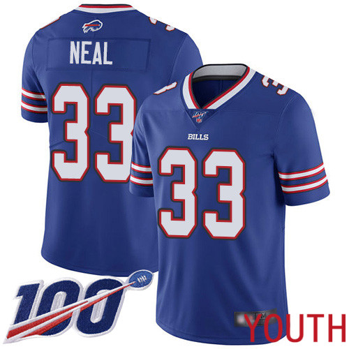 Youth Buffalo Bills #33 Siran Neal Royal Blue Team Color Vapor Untouchable Limited Player 100th Season NFL Jersey